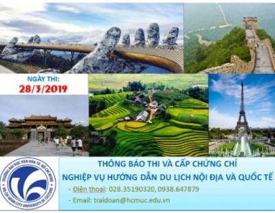 Thông báo thi và cấp chứng chỉ nghiệp vụ hướng dẫn du lịch